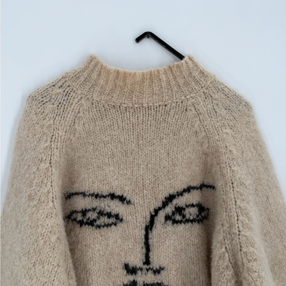 Paloma Wool Piero Face Intarsia Wool Alpaca Blend Knitted Boxy Sweater In Ecru